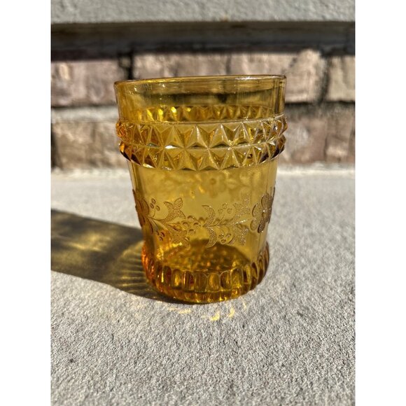 Vintage Early American Brown Wildflower Lowball Scotch Glasses. - Picture 3 of 11